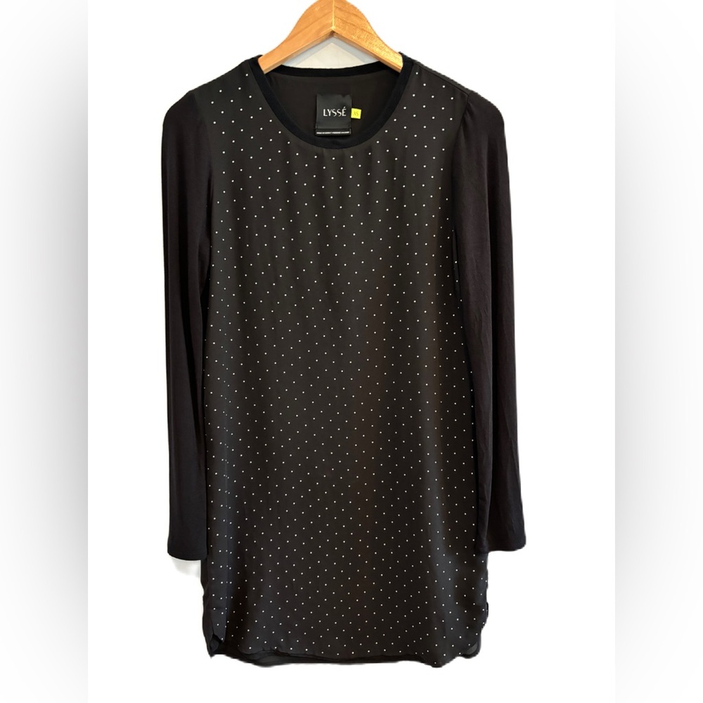 Lysee Black & White Polka Dot Mini Dress/Tunic Size XS